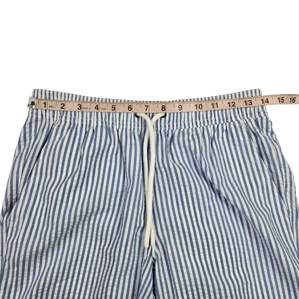 NWT J.Crew Mens Flex Swimwear Swim 8” Trunks Shorts Blue White Stripe Size Small